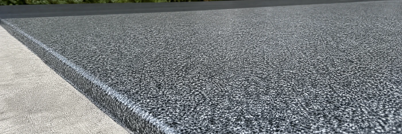 Detailed gray flake epoxy floor coating